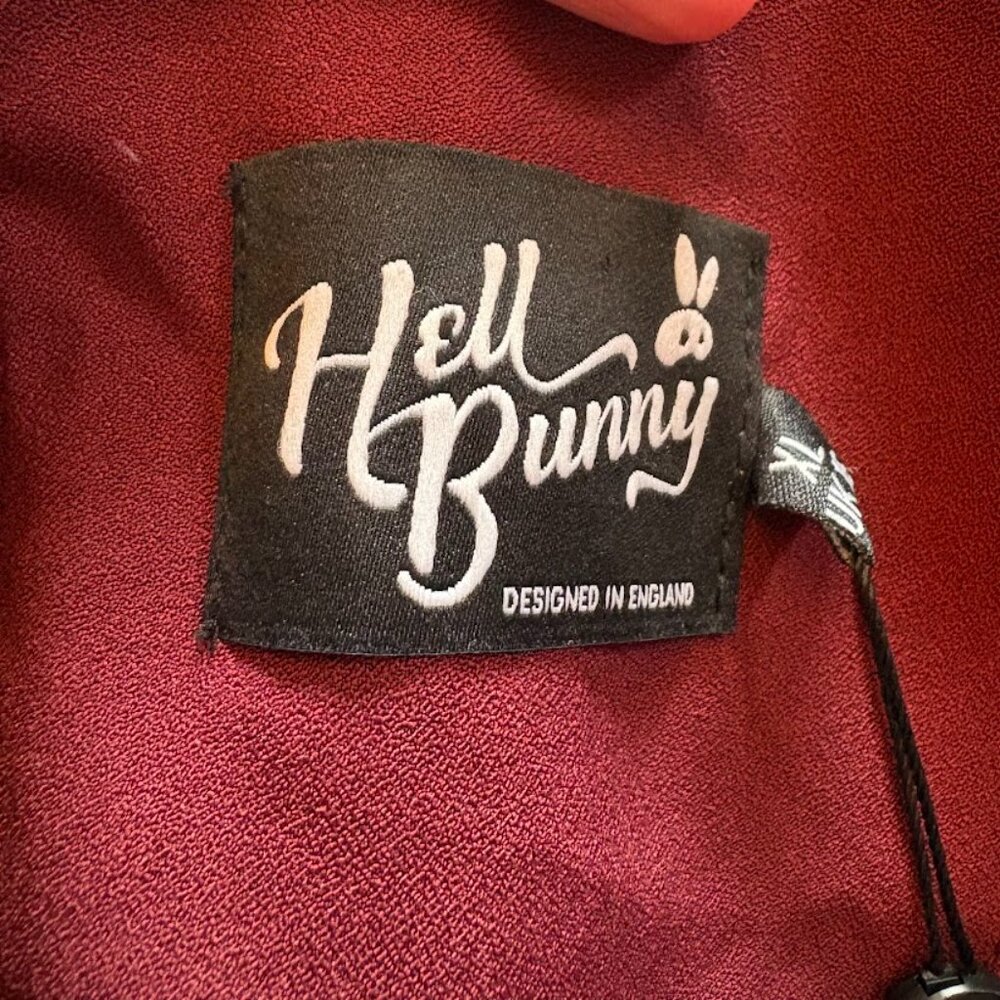 NWT Hell Bunny Burgundy Red Embellished Rhinestone Fit & Flare ModCloth Holiday - Picture 10 of 12